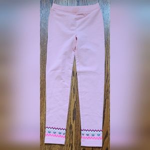 NWOT Crewcuts Girls Cotton Leggings in Pink with Hem Applique Detail Size 10